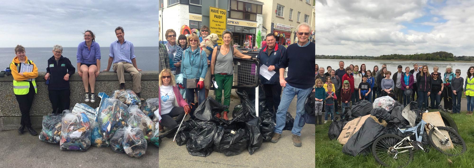 Selection of images of people with been bags collecting rubbish